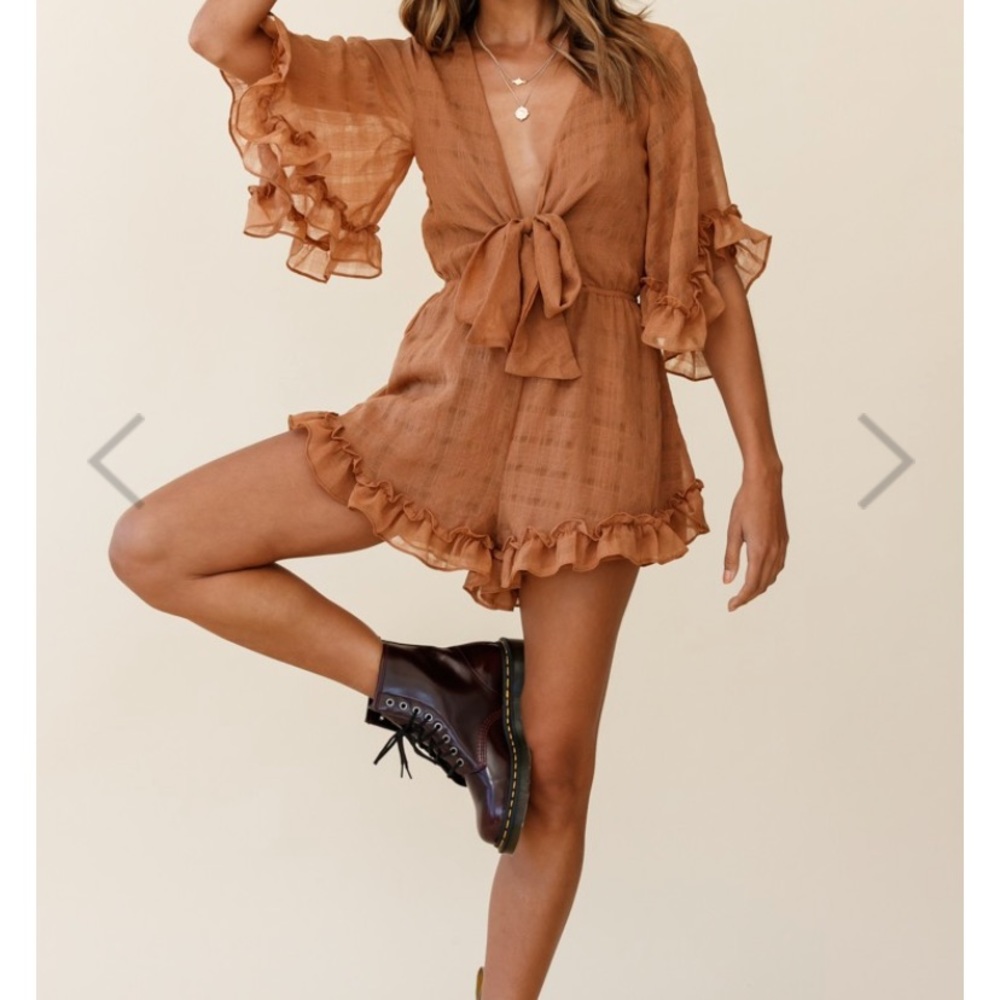 Flare Sleeve Frill Romper